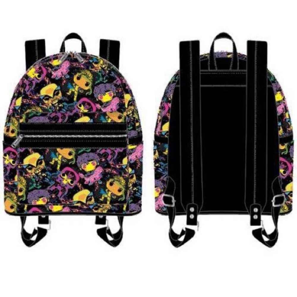 Marvel Mini Backpack in Black with Yellow, Pink & Blue Character Print